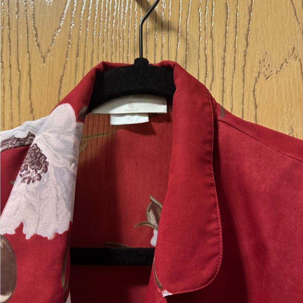 Floral Red Women's Blazer Size 40 - Picture 3 of 6